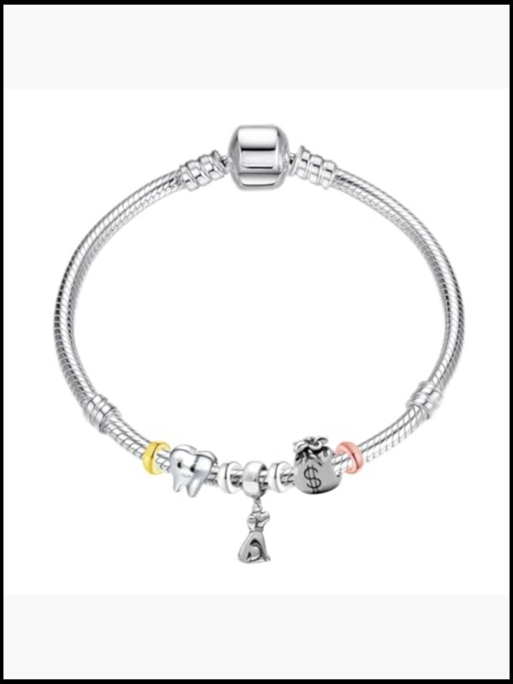 Sterling Silver Rondelle Spacer Bead Charm Stopper For Charm Bracelets 6pcs View 5